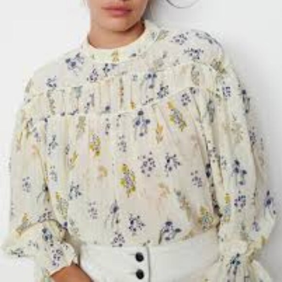 ba&sh Albin Floral Print Blouse - size 4 (small) - Picture 4 of 10